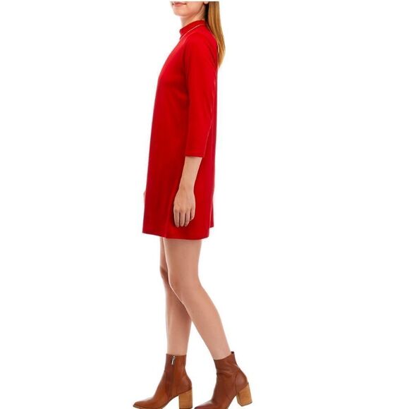 As U Wish Juniors Red Mock Neck Dress with 3/4 length sleeves in a size XS - Picture 3 of 11